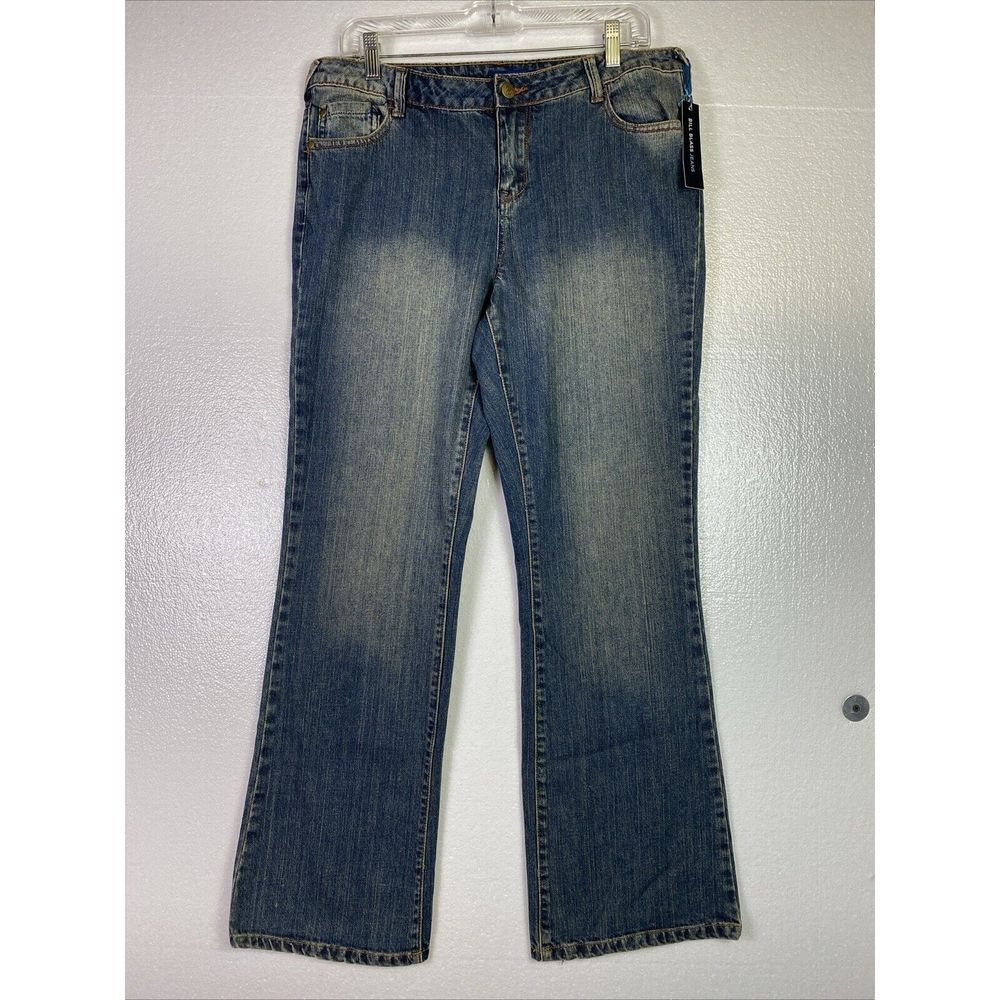 Bill Blass Jeans Womens Size 10 Blue Stretch Denim embroidered Distressed New